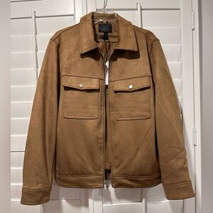Men’s Magaschoni Faux Suede Jacket Camel Size Medium NWT